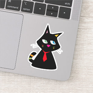 Lucky Cat på slips Doodle Klistermärken