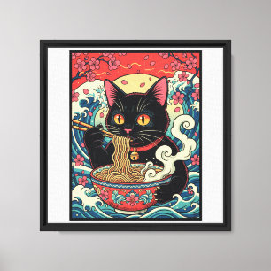 Lucky Cat Ramen Noodle Art Canvastryck