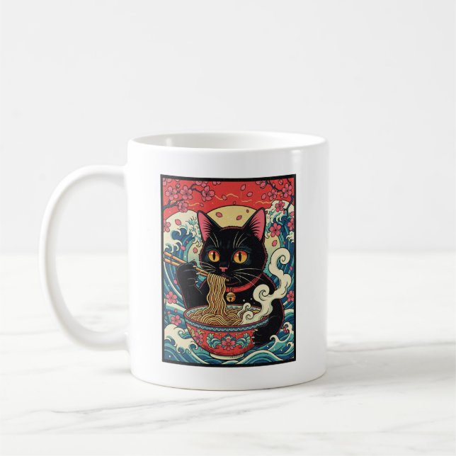 Lucky Cat Ramen Noodle Art Kaffemugg (Vänster)