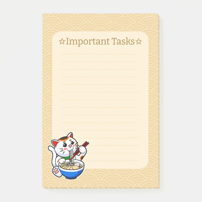 Lucky Cat Ramen Post-it Block (Framsida)