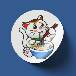 Lucky Cat Ramen Runt Klistermärke