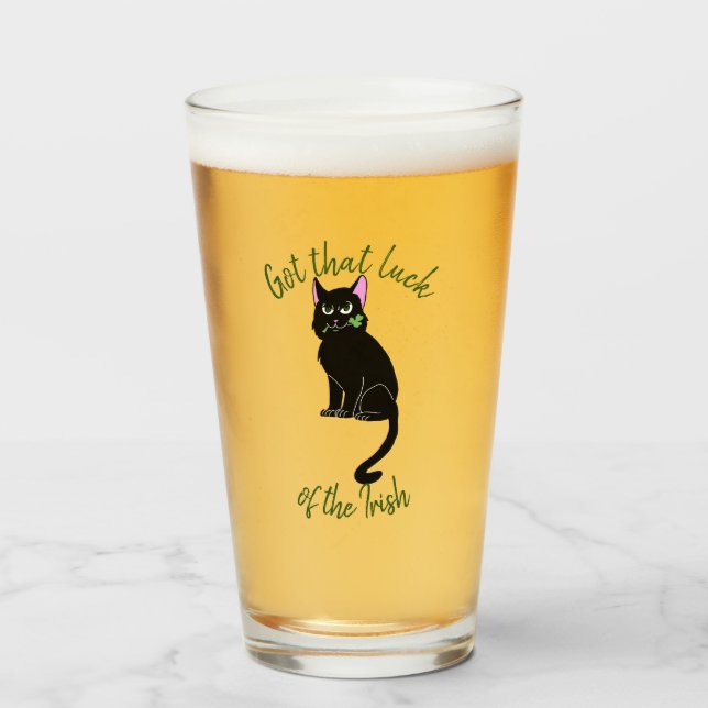 Lucky Cat Saint patrick's day Beer Glass Tumbler Glaskopp (Framsida fylld)