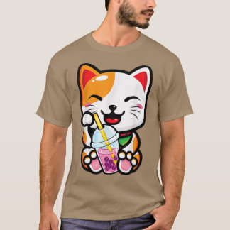 Lucky Cat Shirt Cat Boba Tea Bubble Tea Anime Kawa T Shirt