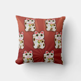 Lucky Cat Tecknad Fortune Pet White Kattunge Art Kudde