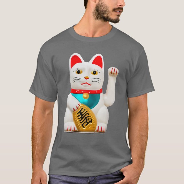 Lucky Cat Wave Arm Lycka till T Shirt (Framsida)