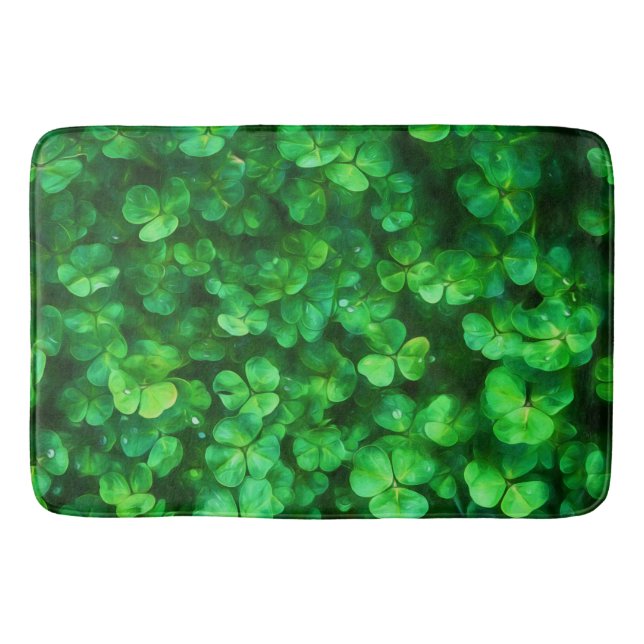 Lucky Celtic Irish Grönt Shamrocks Badrumsmatta (Framsidan)