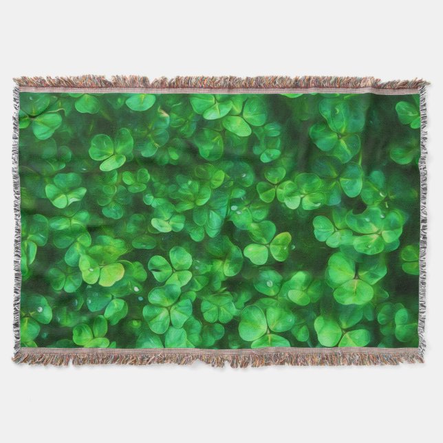 Lucky Celtic Irish Grönt Shamrocks Filt (Framsidan)
