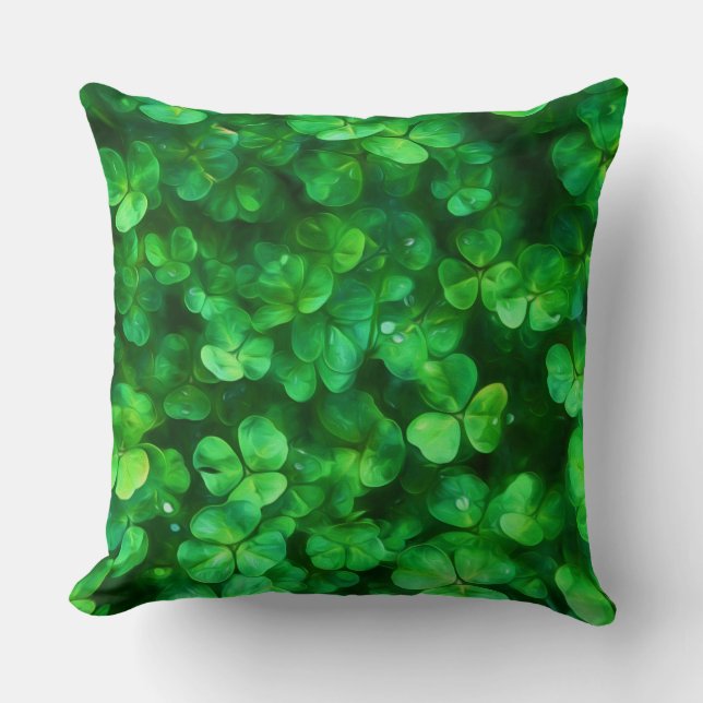 Lucky Celtic Irish Grönt Shamrocks Kudde (Framsida)