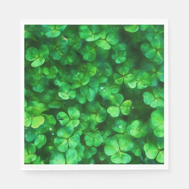Lucky Celtic Irish Grönt Shamrocks Pappersservett (Framsidan)