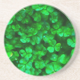Lucky Celtic Irish Grönt Shamrocks Underlägg Sandsten