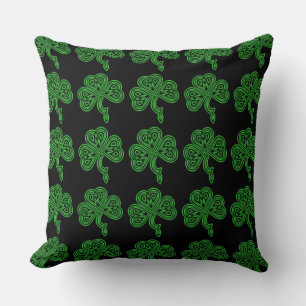 Lucky Celtic Shamrock Grönt & Black Dekorativ kudd Kudde