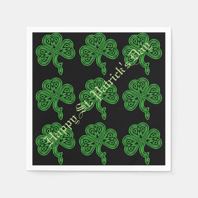 Lucky Celtic Shamrock Mönster Napkins Pappersservett (Framsidan)