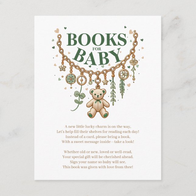 Lucky Charm Baby Shower Bokar för Baby Card Inbjudningar (Framsida)