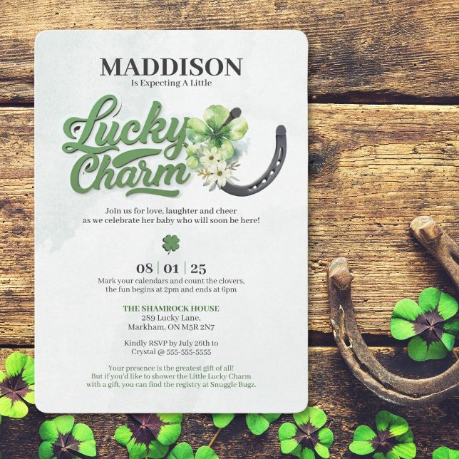 Lucky Charm Baby Shower-inbjudan Inbjudningar (Choose this adorable Lucky Charm baby shower theme invitation to host your next baby celebration.)