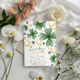 Lucky Charm Baby Shower Invitation Inbjudningar