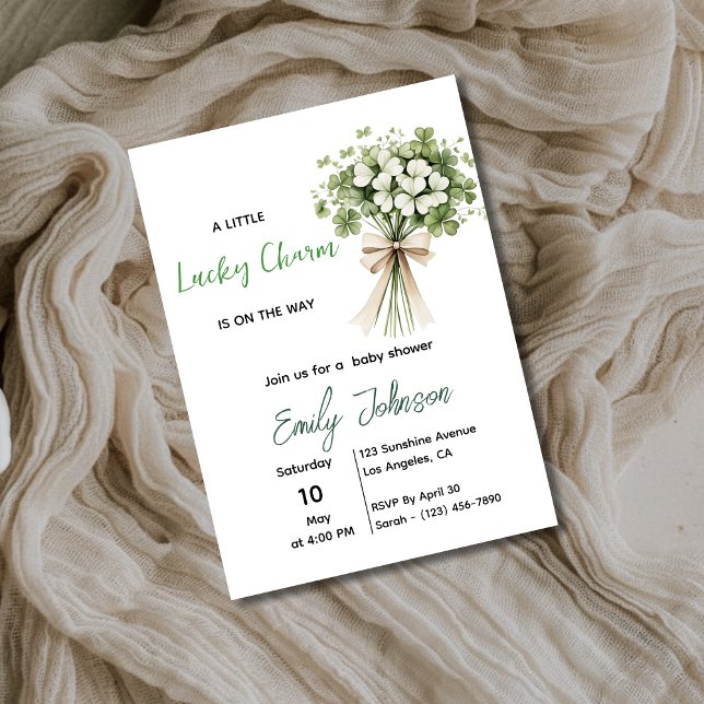 Lucky Charm Baby Shower Invitation Shamrock Green Inbjudningar (Skapare uppladdad)