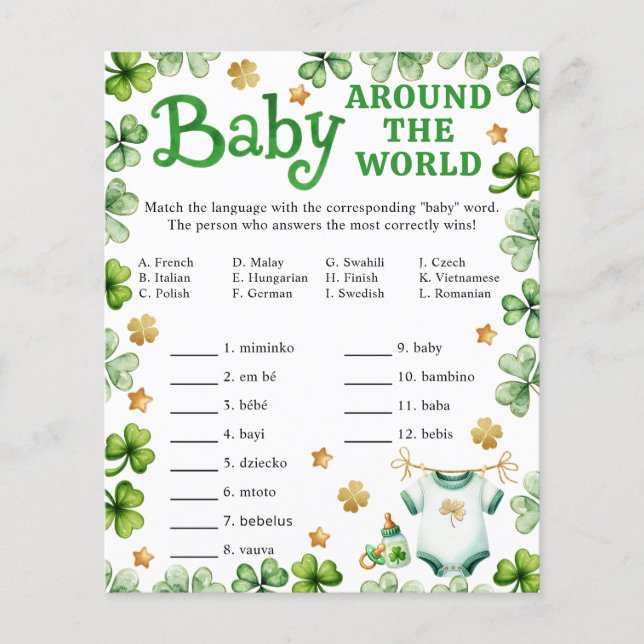 Lucky Charm Baby Värld runt Shower-spel (Framsida)