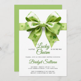 Lucky charm bow St. Patrick's Day baby-dusch Inbjudningar