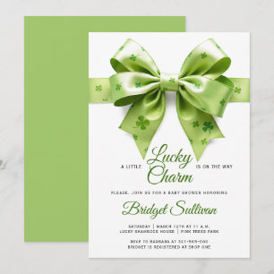 Lucky charm bow St. Patrick's Day baby-dusch Inbjudningar