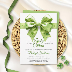 Lucky charm bow St. Patrick's Day baby-dusch Inbjudningar