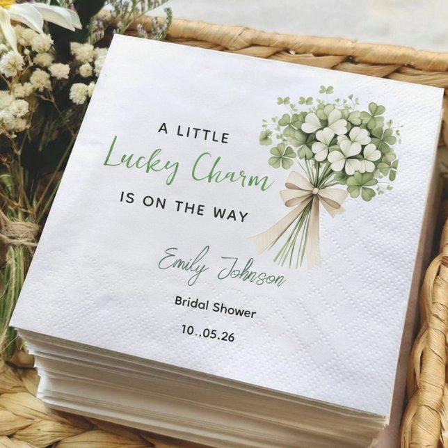 Lucky Charm Bridal Shower Party Napkins Greenery Pappersservett (Skapare uppladdad)