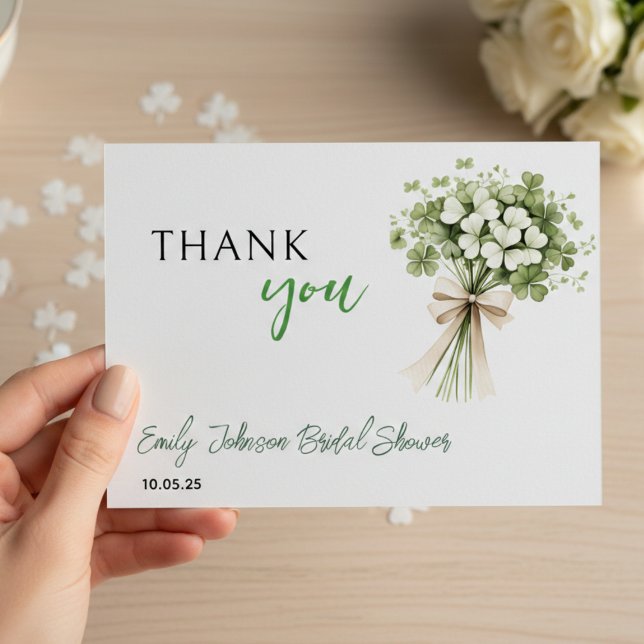 Lucky Charm Bridal Shower Thank You Card Shamrock Tack Kort (Skapare uppladdad)
