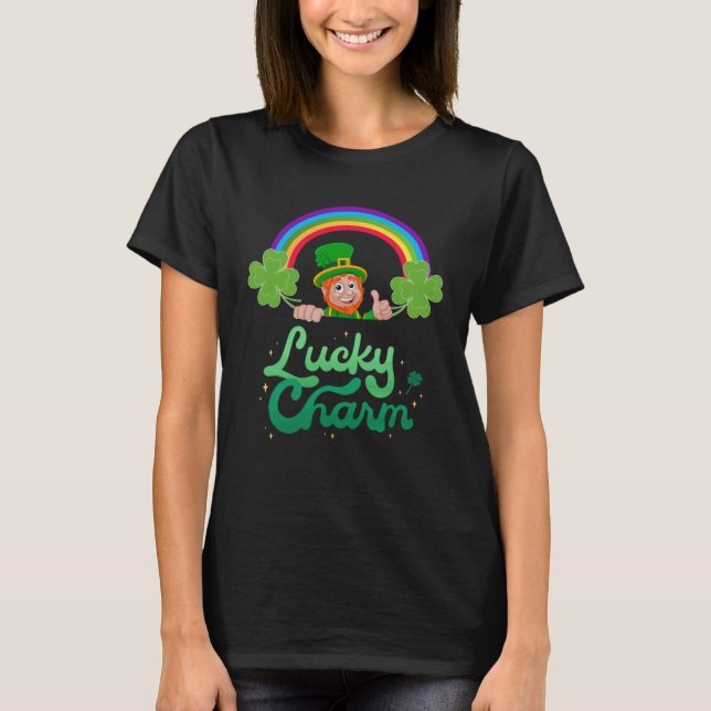 Lucky Charm Cute St Patrick s Day C Leaf Rainbow T Shirt (Framsida)
