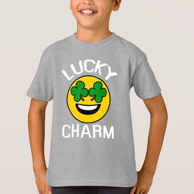 Lucky Charm Emoji Shamrock St patricks day Kids T-shirt (Framsida)