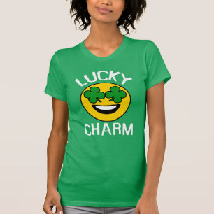 Lucky Charm Emoji Shamrock St patricks day Womens T Shirt