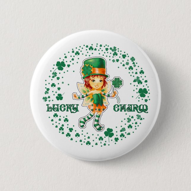 Lucky Charm. Fairy Irish Girl St. Patrick's Day Knapp (Framsida)
