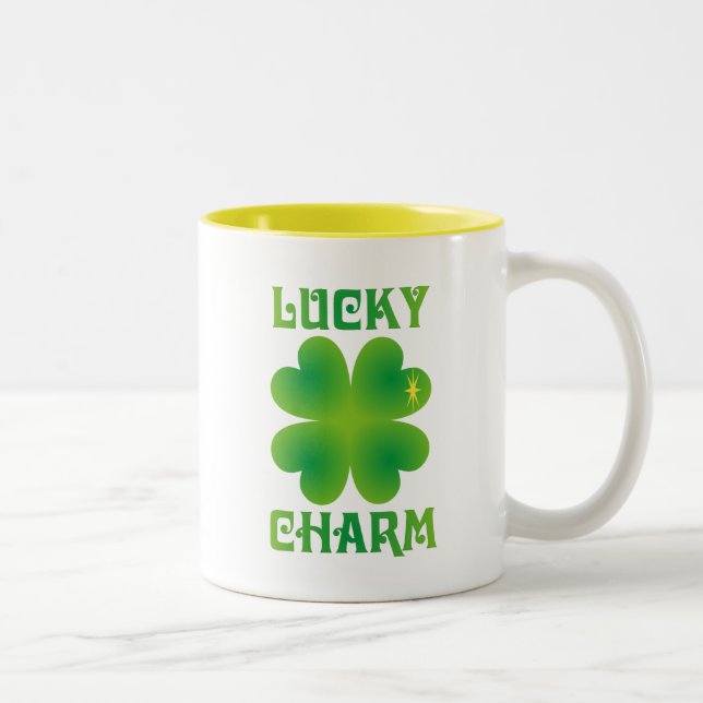 Lucky Charm grönt Irish klöver Två-Tonad Mugg (Höger)