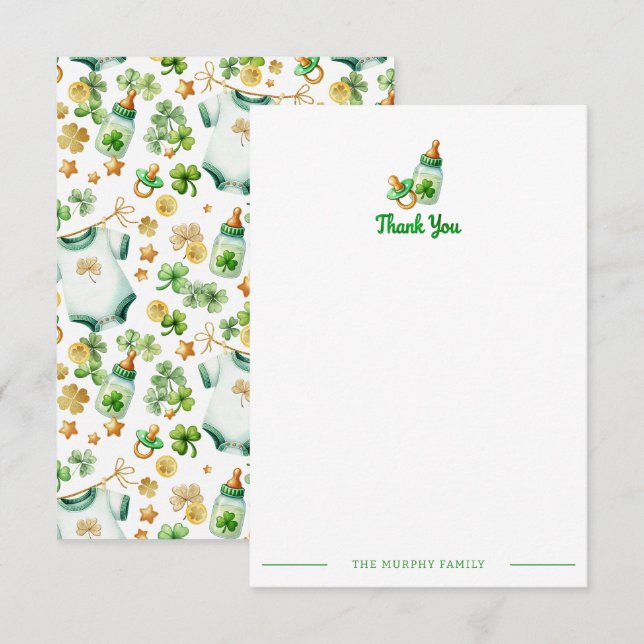 Lucky Charm Irish Baby Shower Tack för kortet Kort (Fram/baksida)