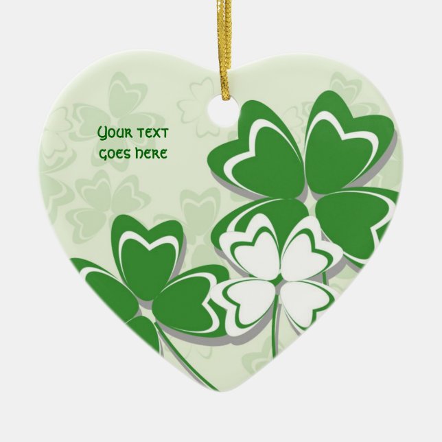 Lucky charm Irish klöver shamrock St. Patricks Day Julgransprydnad Keramik (Framsidan)