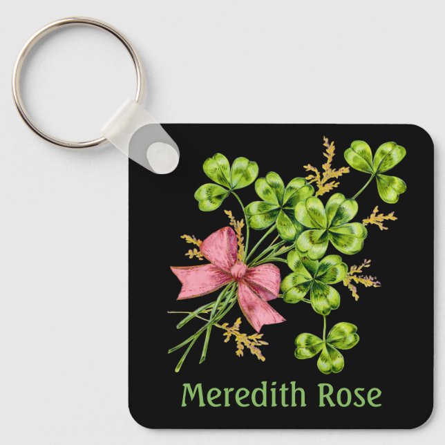 Lucky Charm Klöver Vintage Personlig Lycka till Nyckelring (Framsida)