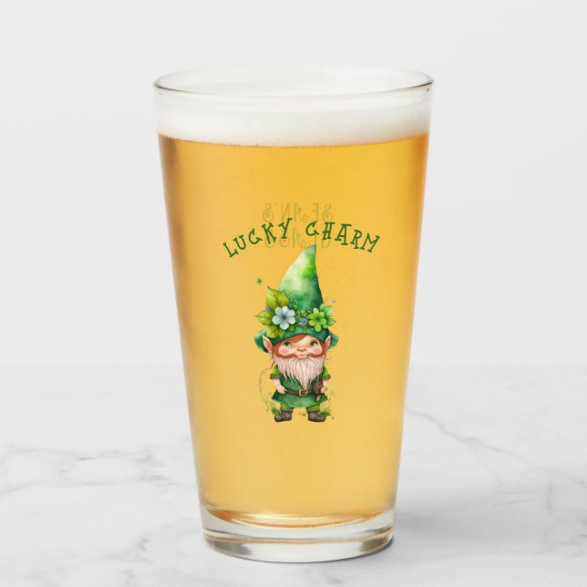 Lucky Charm Leprechaun Gnome - Personlig Glaskopp (Framsida fylld)