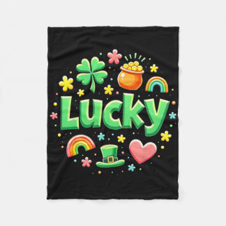 Lucky Charm Patricks Day Pot Of Gold Irish Shamroc Fleecefilt