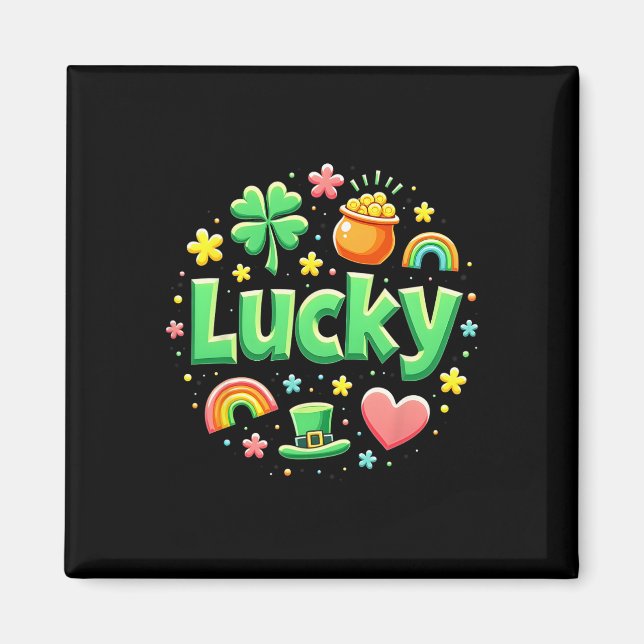 Lucky Charm Patricks Day Pot Of Gold Irish Shamroc Magnet (Framsidan)