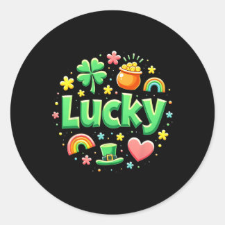 Lucky Charm Patricks Day Pot Of Gold Irish Shamroc Runt Klistermärke