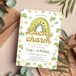 Lucky Charm Rainbow Shamrock Birthday  Invitation Inbjudningar