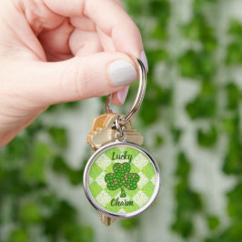 Lucky Charm Round Keychain Rund Silverfärgad Nyckelring