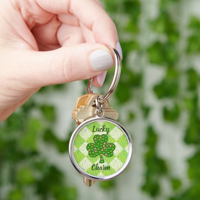 Lucky Charm Round Keychain Rund Silverfärgad Nyckelring (Hand)