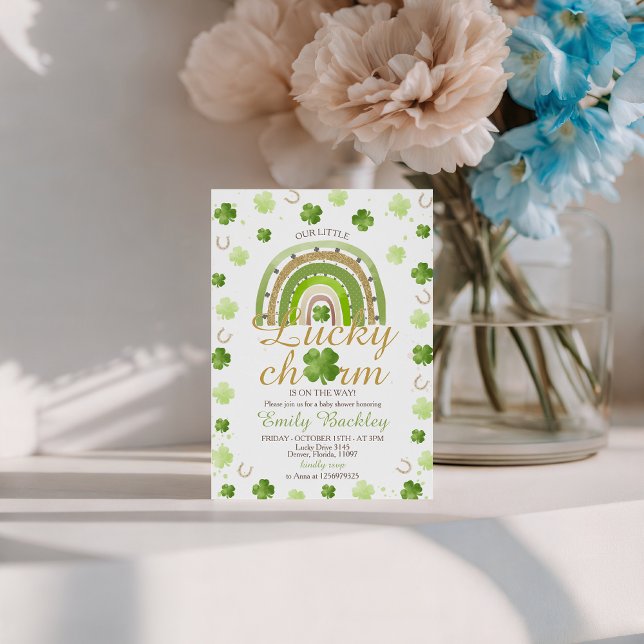 Lucky Charm Shamrock Baby Shower Invite Inbjudningar (Skapare uppladdad)