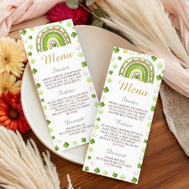 Lucky Charm Shamrock Baby Shower Menu Meny
