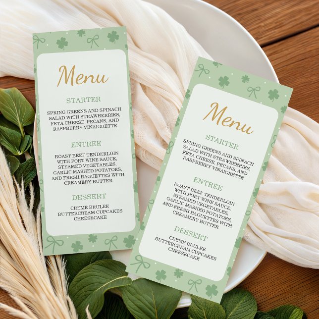 Lucky Charm Shamrock Baby Shower Menu Meny (Skapare uppladdad)