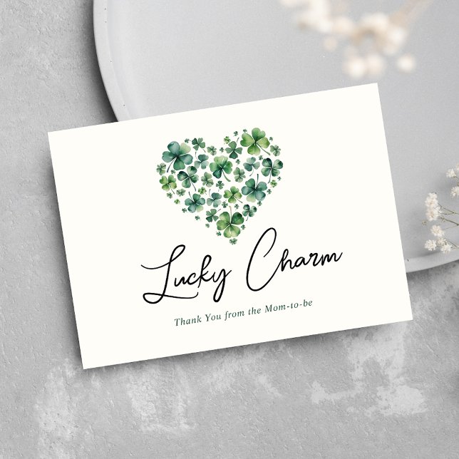 Lucky Charm Shamrock Heart Baby Shower Tack Kort (Skapare uppladdad)