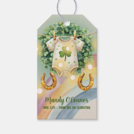 Lucky Charm Shamrock och Rainbow Baby Shower Presentetikett