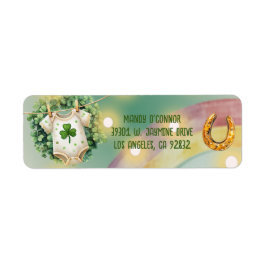 Lucky Charm Shamrock och Rainbow Baby Shower Returadress Etikett