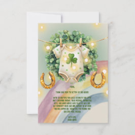 Lucky Charm Shamrock och Rainbow Baby Shower Tack Kort