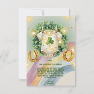Lucky Charm Shamrock och Rainbow Baby Shower Tack Kort