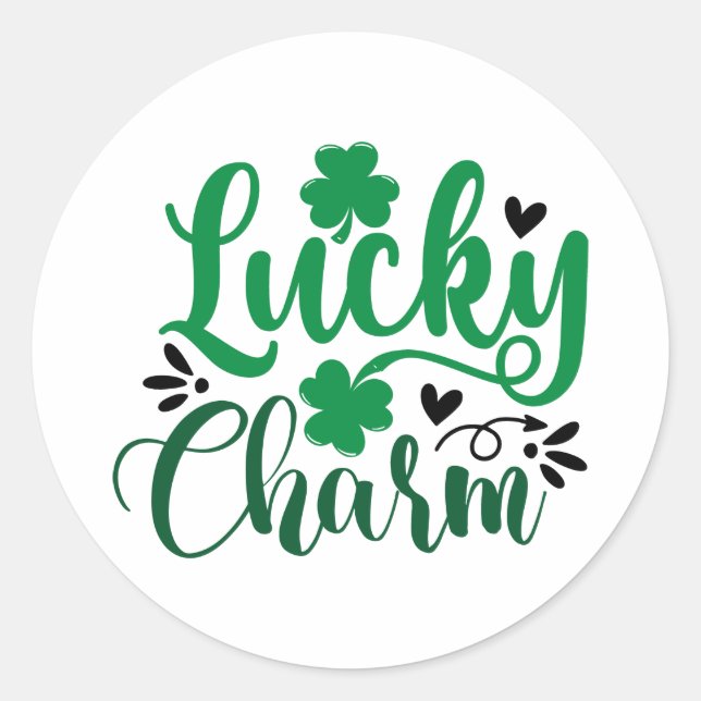 Lucky Charm Shamrock Runt Klistermärke (Framsida)